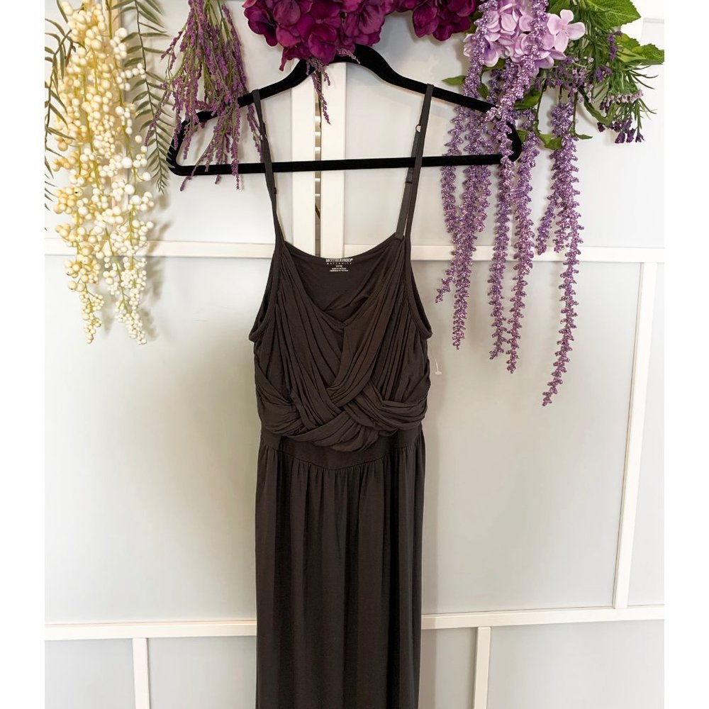 Spaghetti-Strap Maternity Grey Maxi Dress - Picture 6 of 8
